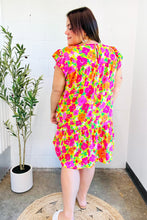 Load image into Gallery viewer, Be Charming Lime & Pink Floral Print Tiered Ruffle Sleeve Dress