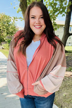 Load image into Gallery viewer, Boldy You Camel Dolman Sleeve Colorblock Knit Bomber Jacket