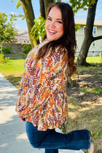 Load image into Gallery viewer, Fall in Love Taupe & Rust Floral Print Babydoll Bubble Sleeve Top
