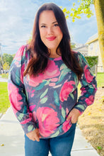 Load image into Gallery viewer, On My Heart Floral Brushed Hacci Sweater Top in Navy