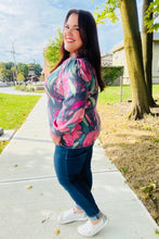 Load image into Gallery viewer, On My Heart Floral Brushed Hacci Sweater Top in Navy