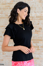Load image into Gallery viewer, I'll Allow It Flutter Sleeve Tee In Black