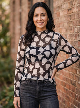 Load image into Gallery viewer, Spooky Cute Ghost Print Mesh Long Sleeve Top