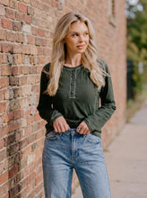 Load image into Gallery viewer, Olive Whisper Henley Top