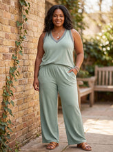 Load image into Gallery viewer, Easy Days V-Neck Tank Top & Wide-Leg Pants Set (multiple color options)