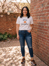 Load image into Gallery viewer, Hello Pumpkin Embroidered Short Sleeve T-Shirt