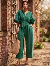Load image into Gallery viewer, Turning Heads Tie Waist Wide Leg Jumpsuit (multiple color options)