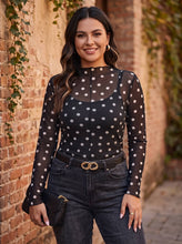 Load image into Gallery viewer, Dot After Dark Sheer Mesh Top (multiple color options)