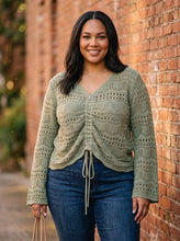 Load image into Gallery viewer, Drawn to You Ruched Pointelle Top