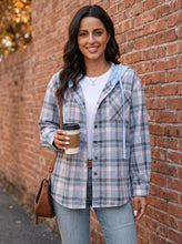 Load image into Gallery viewer, Plaid About You Hooded Button-Up Shirt (multiple color options)