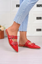 Load image into Gallery viewer, Usual Pointy Toe Double Buckle Flat in Red