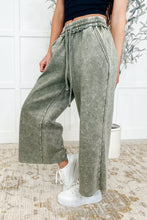 Load image into Gallery viewer, In or Out Wide Leg Cropped Pants Lt Olive