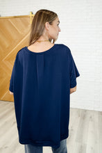 Load image into Gallery viewer, In the Rotation Exposed Seam Tee in Navy