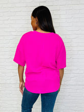 Load image into Gallery viewer, Just a Casual Girly V-Neck Basic Tee in Fuchsia