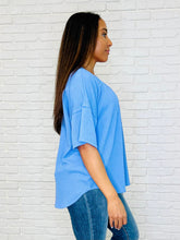 Load image into Gallery viewer, Just a Casual Girly V-Neck Basic Tee in Periwinkle Blue