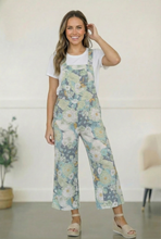 Load image into Gallery viewer, Groovy Garden Sage Floral Overalls
