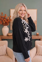 Load image into Gallery viewer, Off the Vine Black Floral Embroidered Cardigan