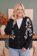 Load image into Gallery viewer, Off the Vine Black Floral Embroidered Cardigan