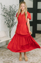 Load image into Gallery viewer, Keep You Coming Balloon Sleeve Tiered Dress in Red