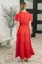 Load image into Gallery viewer, Keep You Coming Balloon Sleeve Tiered Dress in Red