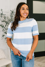 Load image into Gallery viewer, Known for a While Knit Blouse in White and Blue