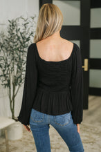 Load image into Gallery viewer, Lesson Taught Smocked Blouse in Black
