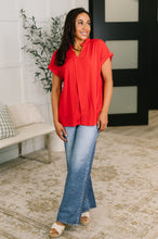 Load image into Gallery viewer, Lizzy Bloom Split Neck Blouse in Red