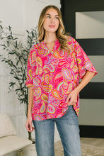 Load image into Gallery viewer, Lizzy Breeze Top in Hot Pink Paisley