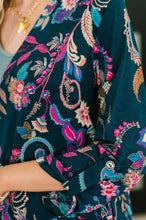 Load image into Gallery viewer, Lizzy Cardigan in Hunter Green Floral Paisley