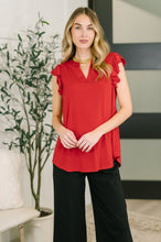 Load image into Gallery viewer, Lizzy Flutter Sleeve V-Neck Blouse in Red