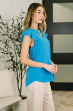 Load image into Gallery viewer, Lizzy Flutter Sleeve V-Neck Blouse in in Aqua