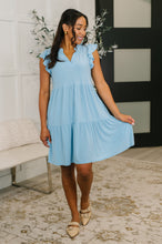Load image into Gallery viewer, Lizzy Forever Flutter Sleeve Dress in Blue Crush