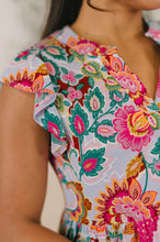 Load image into Gallery viewer, Lizzy Forever Flutter Sleeve Dress in White Multi Floral Paisley
