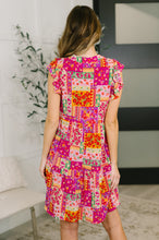 Load image into Gallery viewer, Lizzy Flutter Sleeve Dress in Patchwork Floral