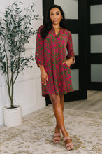 Load image into Gallery viewer, Lizzy Long Sleeve Dress in Pink and Olive Abstract Floral