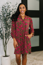 Load image into Gallery viewer, Lizzy Long Sleeve Dress in Pink and Olive Abstract Floral