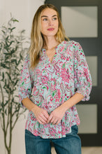 Load image into Gallery viewer, Lizzy Smock Top in Mint and Pink Floral Paisley