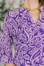 Load image into Gallery viewer, Lizzy Sunday Dress in Purple Paisley