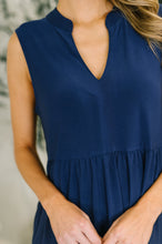 Load image into Gallery viewer, Lizzy Tiered Tank Dress in Navy