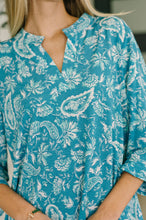 Load image into Gallery viewer, Lizzy Top in Aqua Paisley