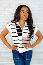 Load image into Gallery viewer, Lonely Traveler Striped Quarter Zip Vest in White