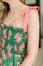 Load image into Gallery viewer, Low Effort, High Impact Tiered Dress in Green/Coral