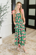 Load image into Gallery viewer, Low Effort, High Impact Tiered Dress in Green/Coral