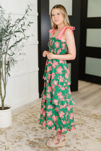 Load image into Gallery viewer, Low Effort, High Impact Tiered Dress in Green/Coral