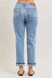 Load image into Gallery viewer, JUDY BLUE Elaine Mid Rise Boyfriend with Distress & Cuff