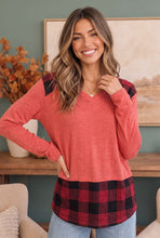 Load image into Gallery viewer, Plaid Patch Pullover in Coral