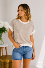 Load image into Gallery viewer, Mocha Morning Stripe Top