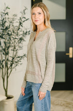 Load image into Gallery viewer, Never Been So Sure Lace Accent Henley Top in Taupe