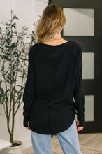 Load image into Gallery viewer, Nice to Each Other Raglan Sleeve Top in Black