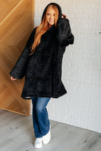 Load image into Gallery viewer, Oversized Velour Blanket Hoodie in Black